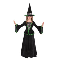 Kostým čarodejnice zelený - čierny 126 cm